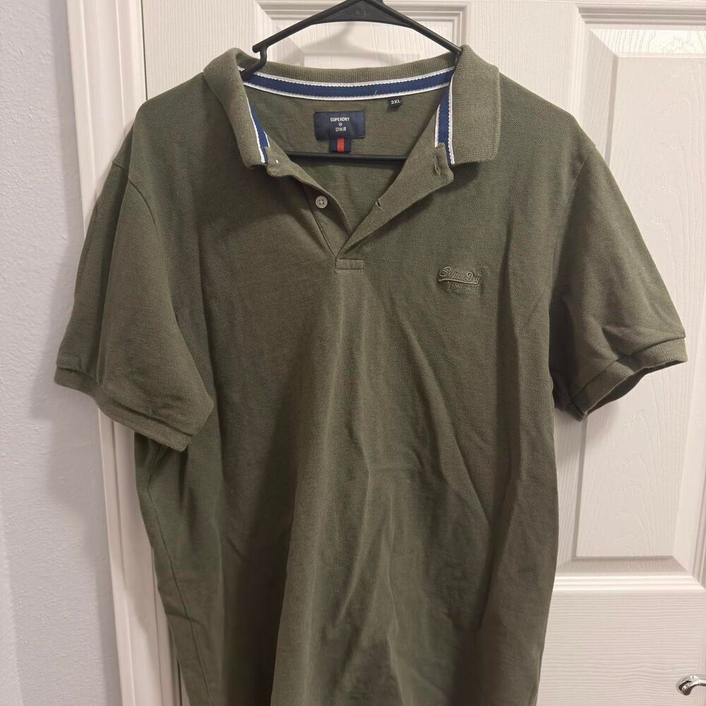 Superdry Classic Piqué Polo Shirt - Military/Khaki Green - Size 2XL (AW21)